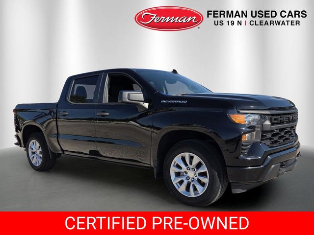 Black 2022 Chevrolet Silverado 1500 Custom Crew Cab RWD Pickup Truck 4X2 8-Speed Automatic