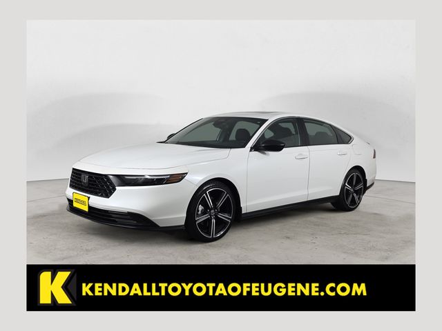White 2024 Honda Accord Hybrid Sedan Front-Wheel Drive Continuously Variable Transmission