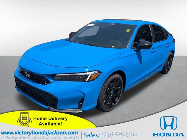 Boost Blue Pearl 2026 Honda Civic Hybrid Hatchback Front-Wheel Drive Continuously Variable Transmission