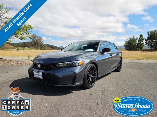 Gray Metallic 2025 Honda Civic Hatchback Sport FWD Hatchback Front-Wheel Drive Continuously Variable Transmission