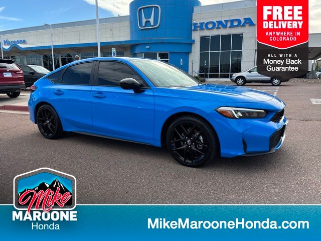 Boost Blue Pearl 2025 Honda Civic Hybrid Hatchback Front-Wheel Drive Continuously Variable Transmission