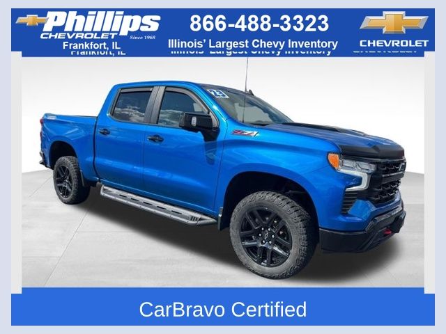 Glacier Blue Metallic 2023 Chevrolet Silverado 1500 LT Trail Boss Crew Cab 4WD Pickup Truck Four-Wheel Drive Automatic
