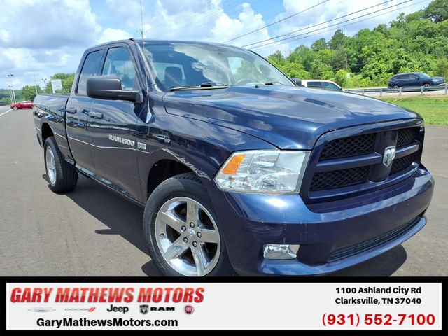 True Blue Pearl 2012 RAM 1500 Express Quad Cab 4WD Pickup Truck Four-Wheel Drive 6-Speed Automatic