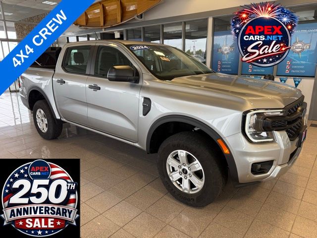 Silver Metallic 2024 Ford Ranger XL SuperCrew 4WD Pickup Truck Four-Wheel Drive Automatic