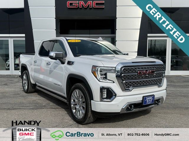 White Frost Tricoat 2021 GMC Sierra 1500 Denali Crew Cab 4WD Pickup Truck Four-Wheel Drive Automatic