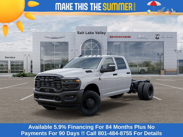 Bright White Clearcoat 2026 RAM 3500 Chassis Tradesman Crew Cab LB DRW 4WD Pickup Truck Four-Wheel Drive 8-Speed Automatic