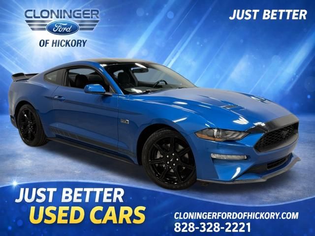 Blue 2019 Ford Mustang EcoBoost Coupe RWD Coupe Rear-Wheel Drive Automatic