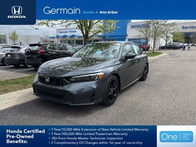 Meteorite Gray Metallic 2025 Honda Civic Hatchback Sport FWD Hatchback Front-Wheel Drive Continuously Variable Transmission