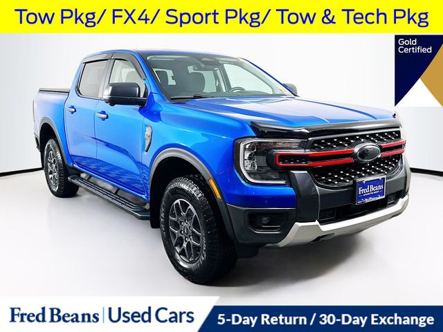 Velocity Blue Metallic 2025 Ford Ranger XLT SuperCrew 4WD Pickup Truck Four-Wheel Drive Automatic