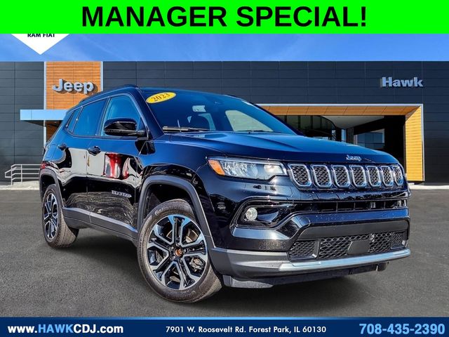 Diamond Black Crystal Pearlcoat 2023 Jeep Compass SUV / Crossover Four-Wheel Drive 8-Speed Automatic