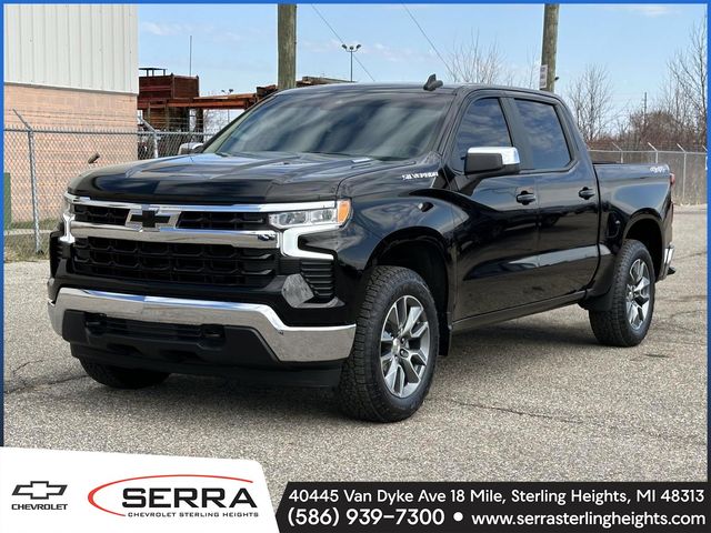 Black 2025 Chevrolet Silverado 1500 LT Crew Cab 4WD Pickup Truck Four-Wheel Drive 8-Speed Automatic