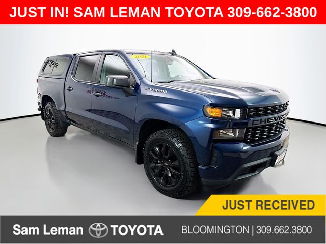 Northsky Blue Metallic 2021 Chevrolet Silverado 1500 Custom Crew Cab 4WD Pickup Truck Four-Wheel Drive 8-Speed Automatic