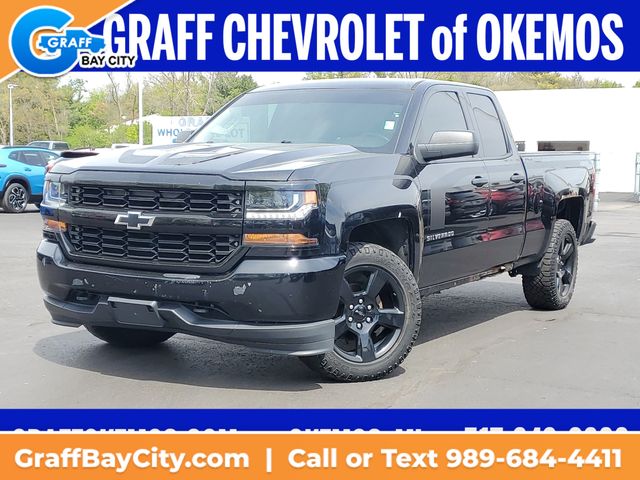 Black 2017 Chevrolet Silverado 1500 Custom Double Cab 4WD Pickup Truck Four-Wheel Drive 6-Speed Automatic Overdrive
