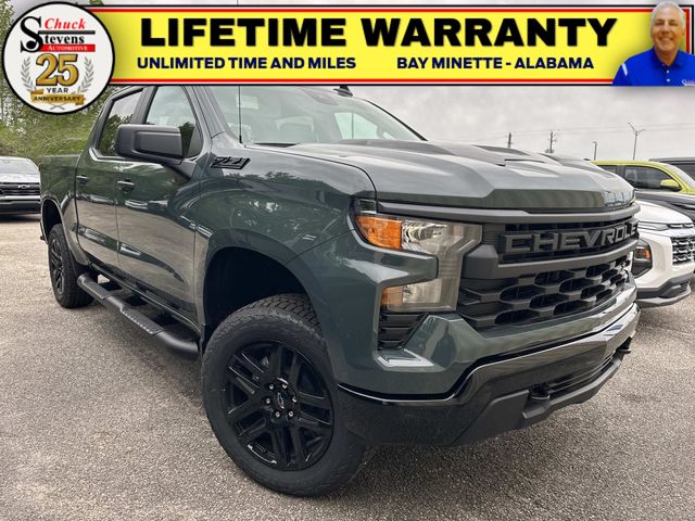 Cypress Gray 2026 Chevrolet Silverado 1500 Custom Trail Boss Crew Cab 4WD Pickup Truck Four-Wheel Drive Automatic