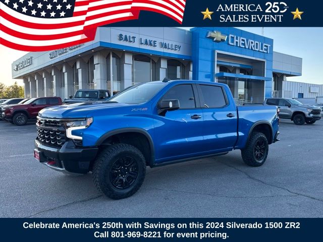 Glacier Blue Metallic 2024 Chevrolet Silverado 1500 Pickup Truck Four-Wheel Drive Automatic
