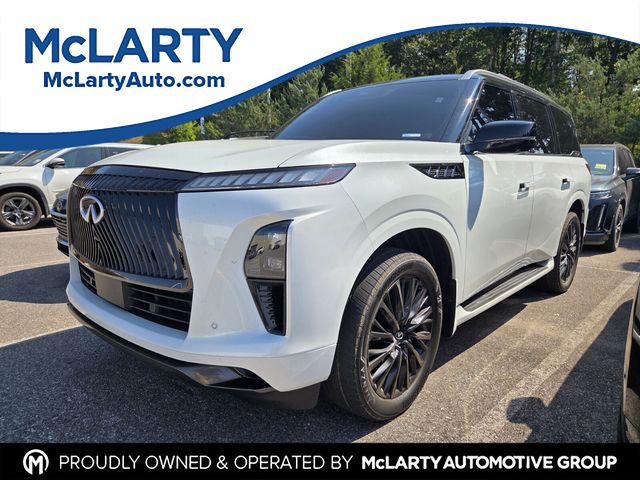 Radiant White/Black Obsidian 2025 INFINITI QX80 SUV / Crossover All-Wheel Drive 9-Speed Automatic