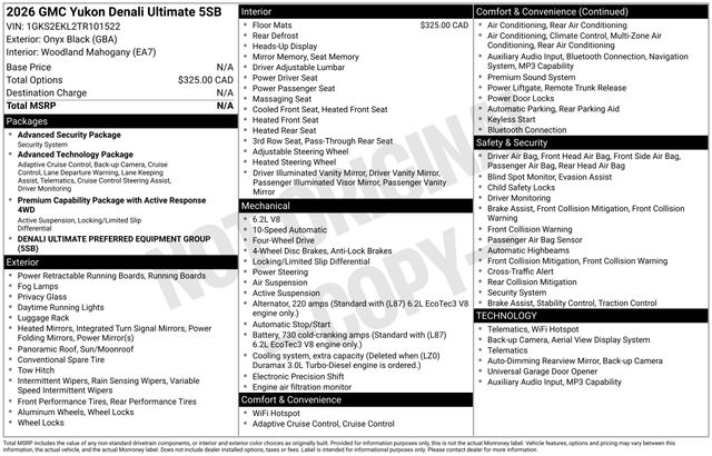 Black 2026 GMC Yukon Denali Ultimate 4WD SUV / Crossover Four-Wheel Drive