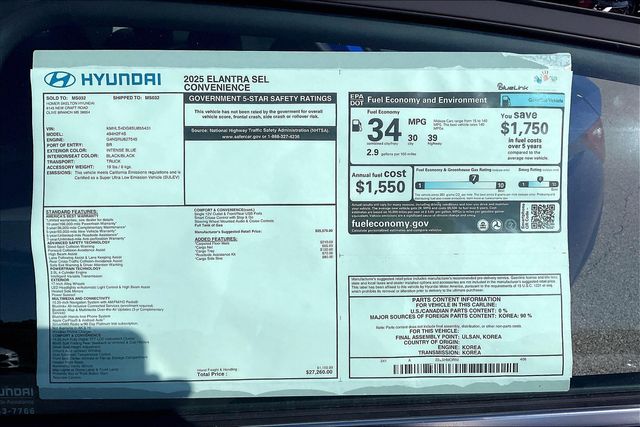 Used 2025 Hyundai Elantra For Sale in OLIVE BRANCH, MS
