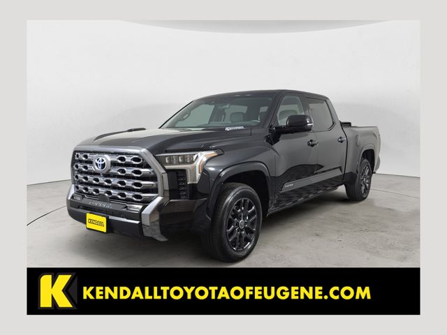 Midnight Black Metallic 2024 Toyota Tundra Hybrid Platinum HV CrewMax Cab LB 4WD Pickup Truck Four-Wheel Drive Automatic