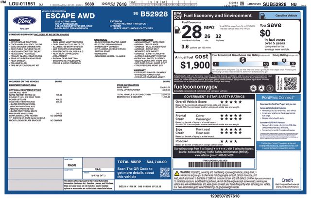 new 2025 Ford Escape car, priced at $28,094