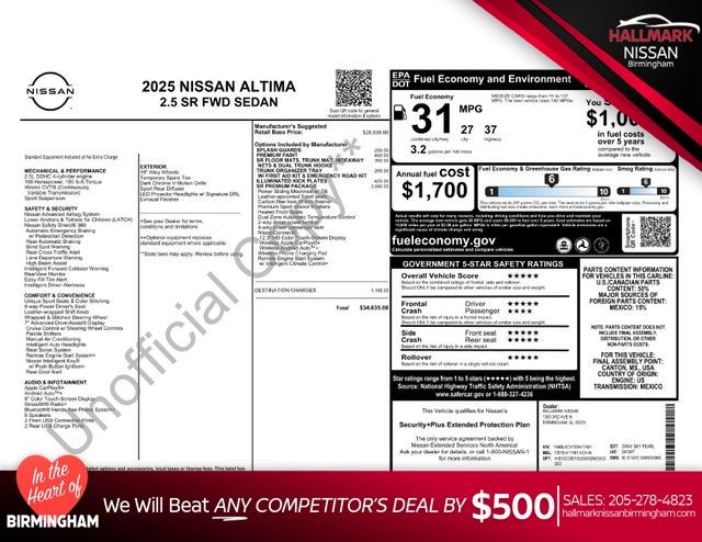 2025 Nissan Altima 2.5 SR