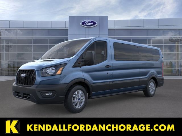 Blue Metallic 2024 Ford Transit Passenger 350 XL Low Roof LB RWD Van Rear-Wheel Drive