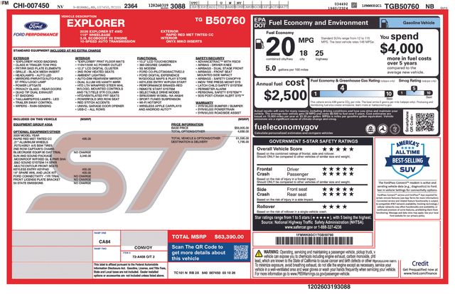 Rapid Red Metallic Tinted Clearcoat 2026 Ford Explorer ST AWD SUV / Crossover All-Wheel Drive Automatic