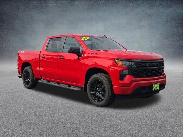Red 2025 Chevrolet Silverado 1500 Custom Crew Cab 4WD Pickup Truck Four-Wheel Drive 8-Speed Automatic