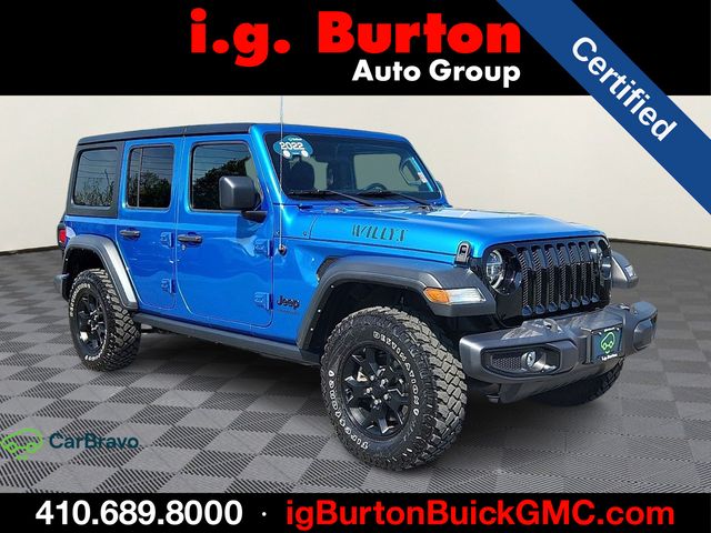Hydro Blue Pearlcoat 2022 Jeep Wrangler Unlimited Willys 4WD SUV / Crossover Four-Wheel Drive 8-Speed Automatic
