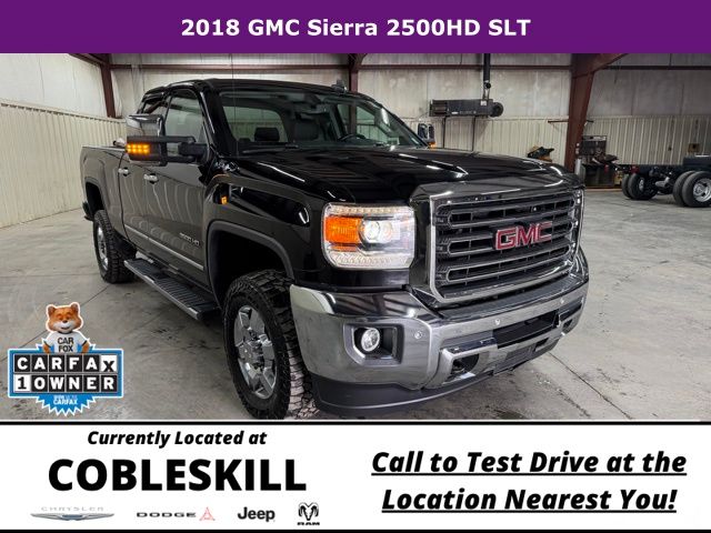 Onyx Black 2018 GMC Sierra 2500HD SLT Double Cab SB 4WD Pickup Truck Four-Wheel Drive 6-Speed Automatic Overdrive