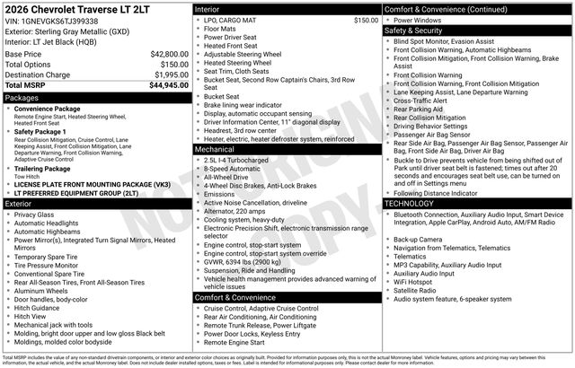 New 2026 Chevrolet Traverse SUV
