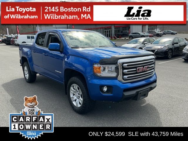 Marine Blue Metallic 2018 GMC Canyon SLE Crew Cab 4WD Pickup Truck Four-Wheel Drive 8-Speed Automatic