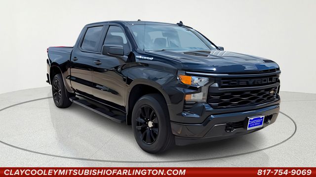 Black 2023 Chevrolet Silverado 1500 Custom Crew Cab RWD Pickup Truck 4X2 8-Speed Automatic