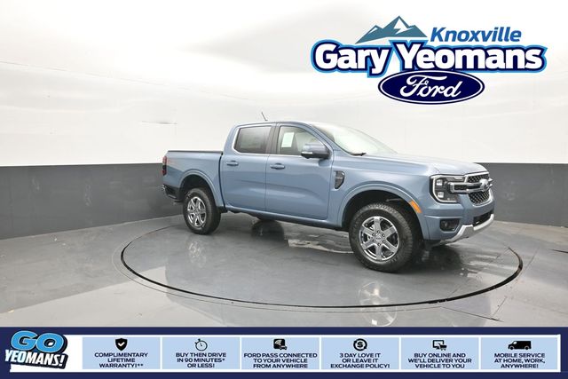 Blue (Azure Gray Metallic) 2025 Ford Ranger Lariat SuperCrew 4WD Pickup Truck Four-Wheel Drive Automatic