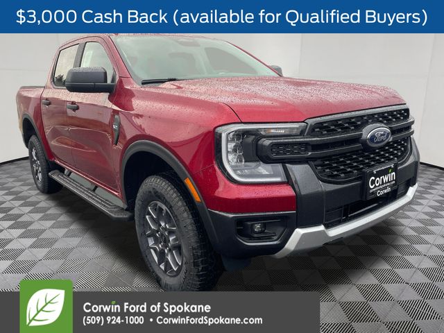 Ruby Red Metallic Tinted Clearcoat 2025 Ford Ranger XLT SuperCrew 4WD Pickup Truck Four-Wheel Drive Automatic