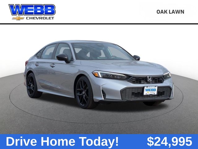 Silver 2025 Honda Civic Sport FWD Sedan Front-Wheel Drive Continuously Variable Transmission