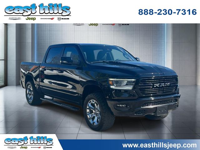 Diamond Black Crystal Pearlcoat 2023 RAM 1500 Laramie Crew Cab 4WD Pickup Truck Four-Wheel Drive 8-Speed Automatic