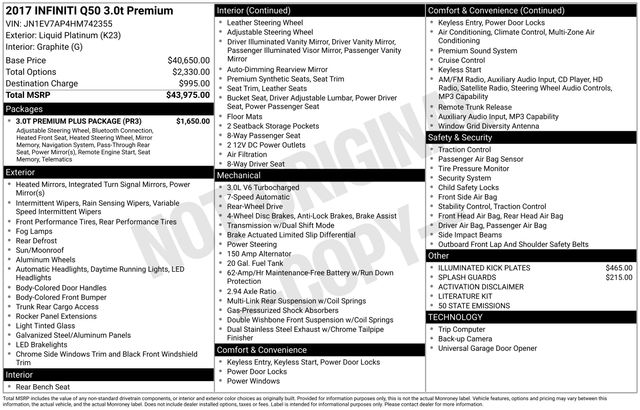 2017 INFINITI Q50 3.0t Premium RWD
