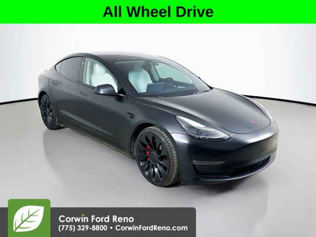 Pearl White Multi-Coat 2023 Tesla Model 3 Performance AWD Sedan All-Wheel Drive 1-Speed Automatic