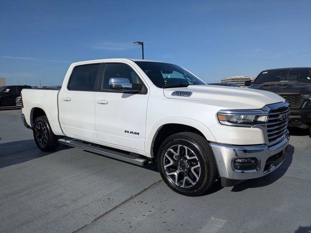 White 2025 RAM 1500 Laramie Crew Cab 4WD Pickup Truck Four-Wheel Drive 8-Speed Automatic