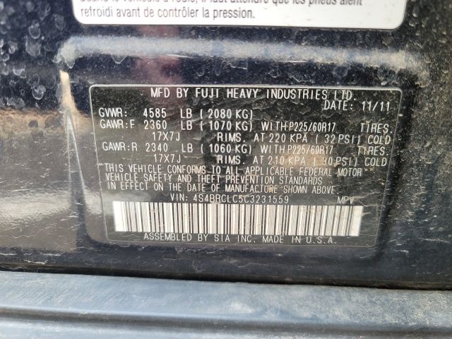 2012 Dark Blue Subaru Outback 2.5i AWD SUV