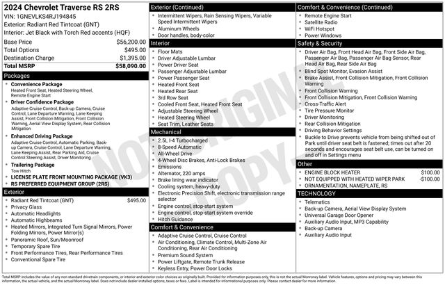 2024 Chevrolet Traverse AWD RS