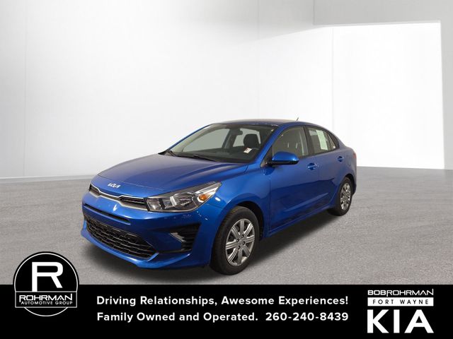 Sporty Blue 2023 Kia Rio S FWD Sedan Front-Wheel Drive Continuously Variable Transmission