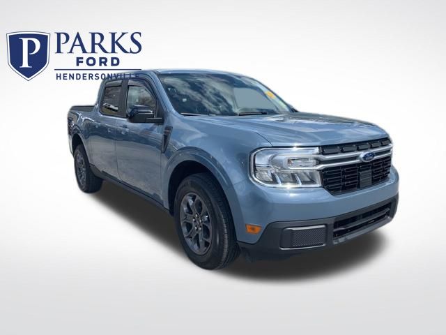 Blue (Azure Gray Metallic Tri-Coat) 2024 Ford Maverick Lariat SuperCrew FWD Pickup Truck Front-Wheel Drive Continuously Variable Transmission