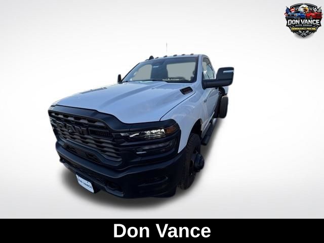 Bright White Clearcoat 2026 RAM 3500 Chassis Tradesman Regular Cab DRW 4WD Pickup Truck Four-Wheel Drive 8-Speed Automatic