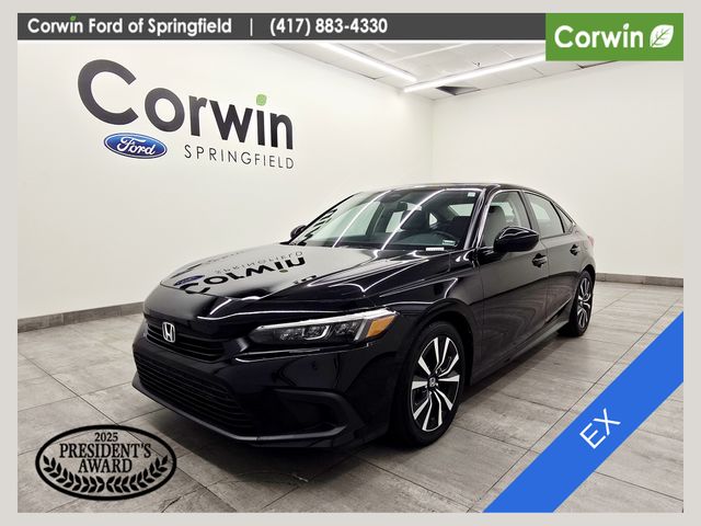 Crystal Black Pearl 2024 Honda Civic EX FWD Sedan Front-Wheel Drive Continuously Variable Transmission