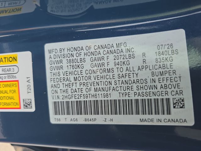 New 2026 Honda Civic Sedan Sedan