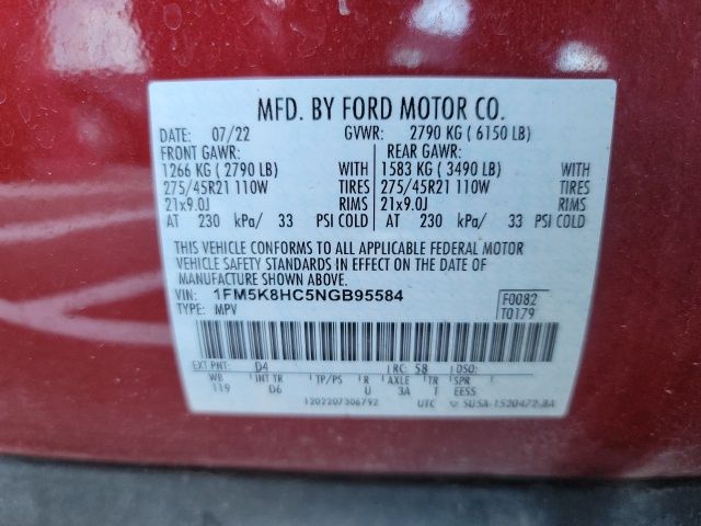 2022 Rapid Red Metallic Tinted Clearcoat Ford Explorer Platinum 4X4 SUV