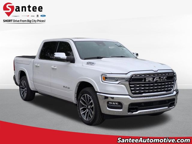 Ivory White Tri-Coat Pearlcoat 2025 RAM 1500 Limited Crew Cab 4WD Pickup Truck Four-Wheel Drive 8-Speed Automatic