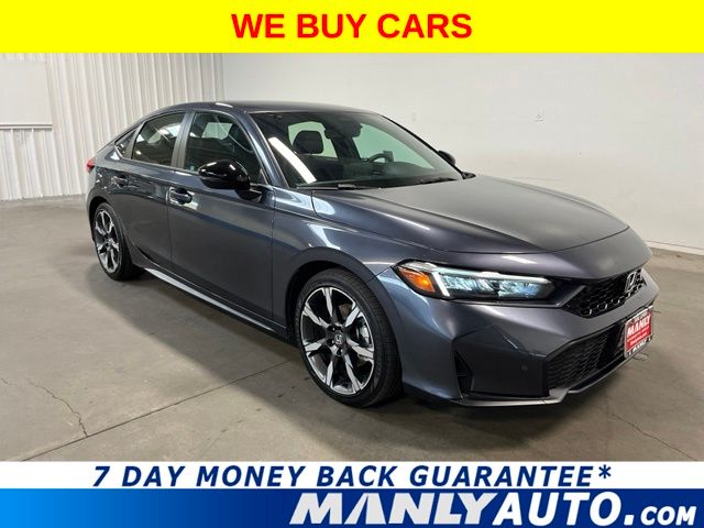 Gray 2025 Honda Civic Hybrid Hatchback Front-Wheel Drive Continuously Variable Transmission